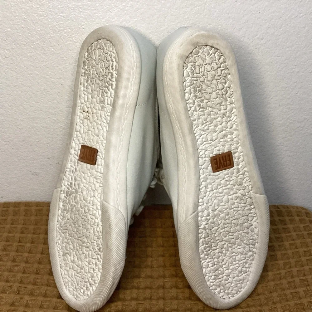 Frye Womens Mindy White Womens Sz 10 White Low Leather Lace Up Sneaker Shoes
